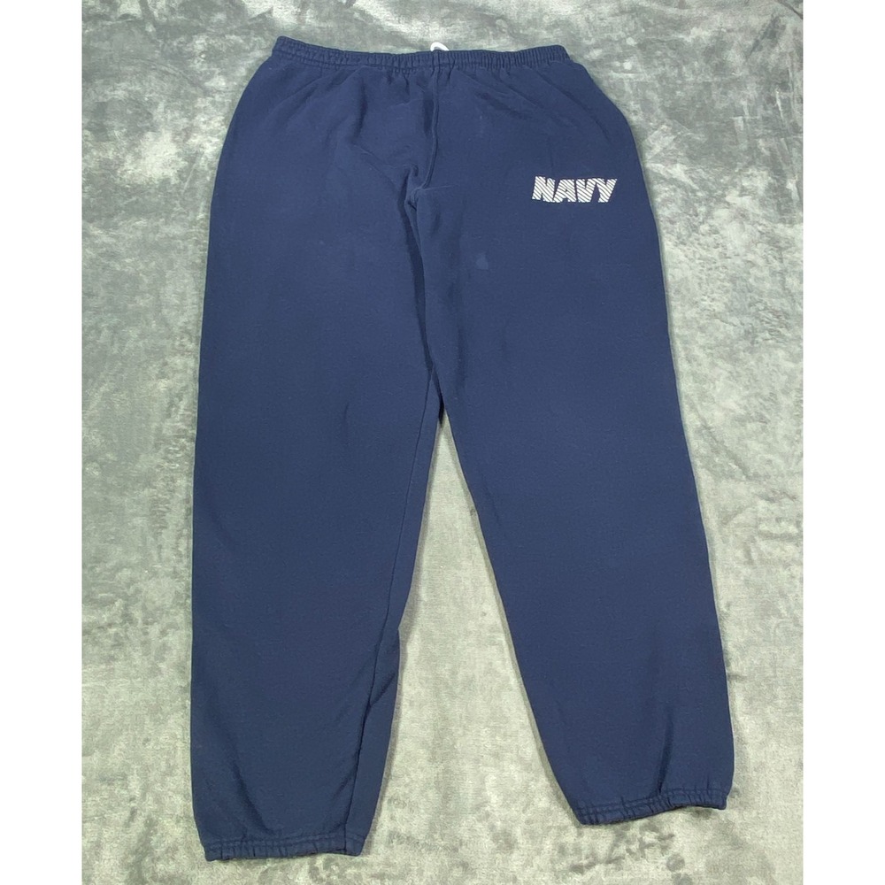 Vintage Soffe US Navy Sweatpants Mens Large Blue Fleece Drawstring Elastic USA